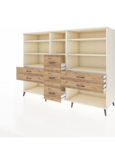 Kronos Dolap 8 Raflı 7 Çekmeceli 220x59x163 Aytaşı-aytaşı/çam Aytaşı-aytaşı/çam