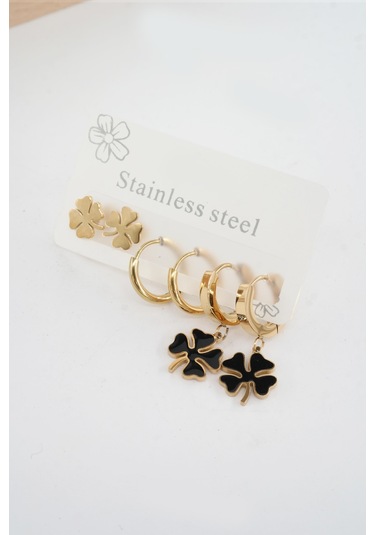 Kadın 316 L Paslanmaz Çelik Kararmaz 6'lı Küpe Seti S0032