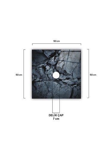 Cam Avize Göbeği | Doğal Taş Desen | 50Cm X 50Cm Çok Renkli