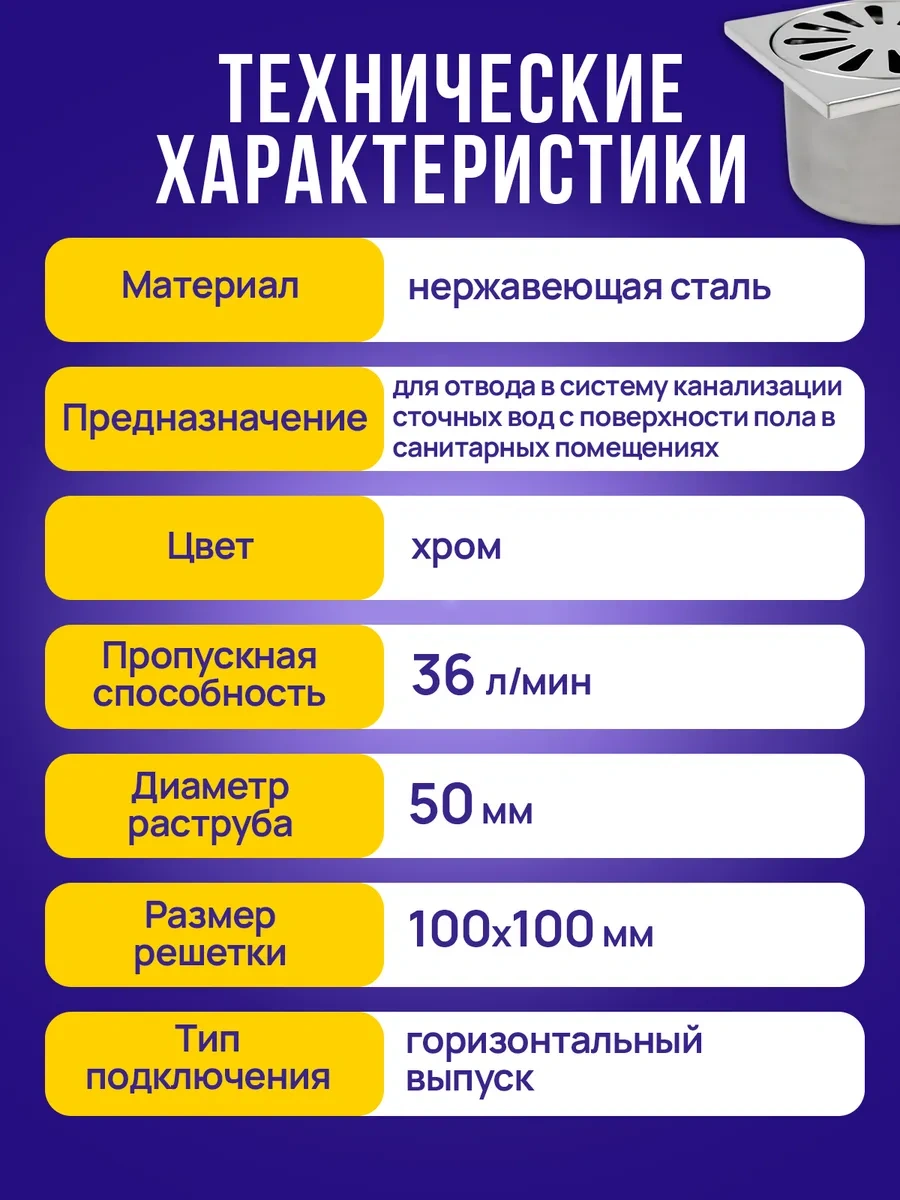 Tım 100x100 Mm Yatay Su Tuzağı Duş Lameli 322260520 Krom