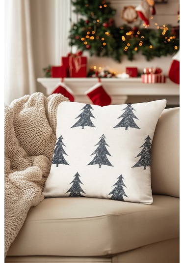 Charm Çam Ağacı Baskılı Krem Kırlent 45x45 35252a Krem