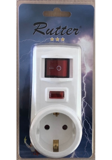 Rutter RMDI-01/01 Tekli Anahtarlı Akım Korumalı Priz Beyaz