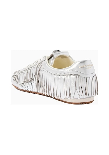 Kurt Geiger Islington Fringe %100 Premium Deri, Lüks Tasarım Kadın Sneaker Gümüş