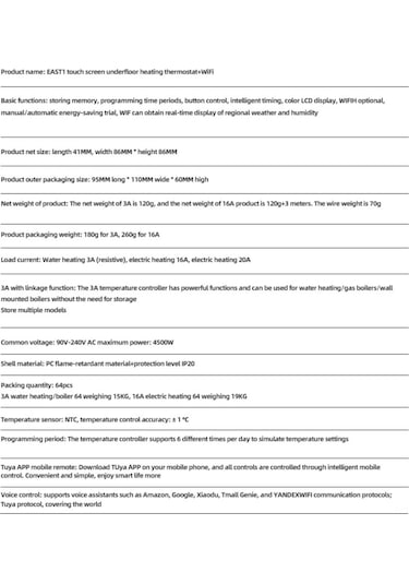Lemestar East2-3a Siyah Wifi Akıllı Termostat: Su Isıtıcı/kazan Kontrolü, Uzaktan Kumanda, Nem Ve Hava Durumu Gösterimi, Çocuk Kilidi