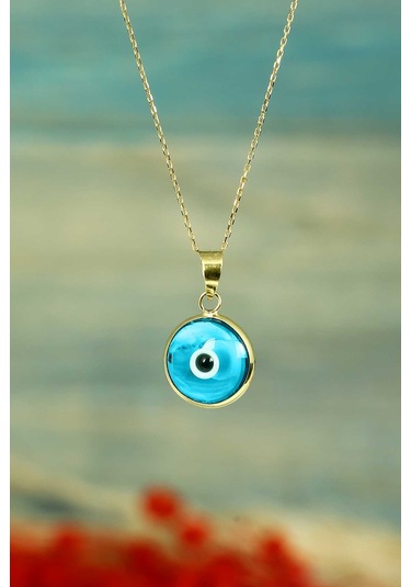 Moom Mücevherat Kadın 14 Ayar Altın Nazar Göz Kolye Ucu N11.40327