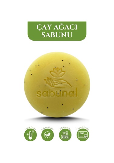 Sabunal Çay Ağacı Sabunu 2 Adet - Akne ve Leke Karşıtı Cilt Görünümü Düzenleyici Doğal Sabun