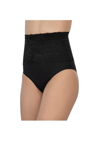 Emay Önü Dantelli Yüksel Bel Slip Korse 2090 Siyah