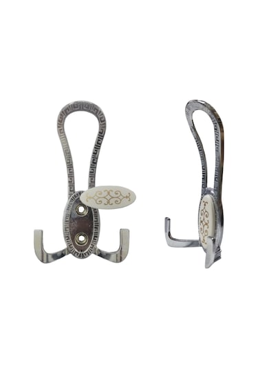 Krom Desenli Vestiyer Portmanto 3 Adet Askılık Metal Krom