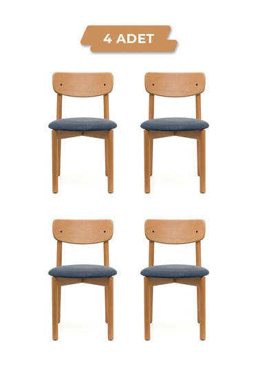 Keynote Natural Ahşap 4'lü Mutfak Salon Yemek Odası Sandalyesi