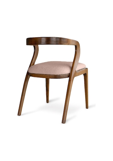 Akrep Krem Kumaş Ceviz Ahşap Sandalye