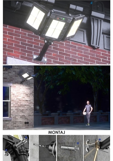 Technojet 675Ledli Solar Bahçe Aydınlatması Projektör Sokak Lamba