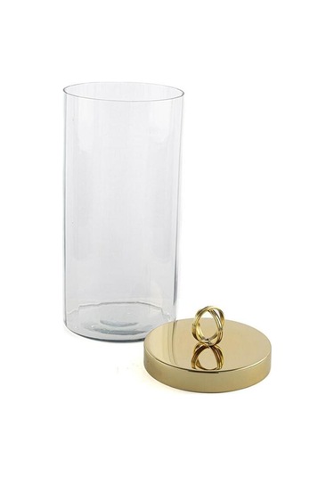 Gold Kapaklı Cam Kavanoz 13x26cm Gold