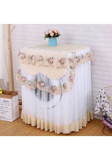 Kangvka Sarı Peleren Desenli Çamaşır Makinesi Toz Koruyucu Kılıf - Ev Dekorasyonu Ve Hediye Seçeneği - 60x60x85 Cm Sarı