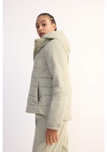 DeFactoFit Su İtici Cepli Fermuarlı Kapüşonlu Mont D6089AX25SPKH513 Haki