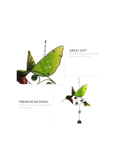 Kosona Çift Renkli Kuş Şekilli Metal Ve Cam Zil, Doğa Sesleriyle Ev Dekorasyonu, Stres Azaltıcı, Bahçe Balkon Hediyelik