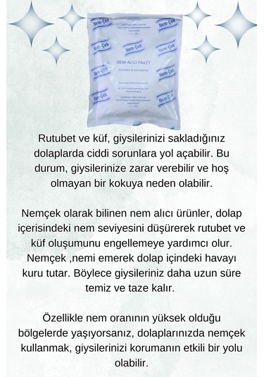 Nemçek Nem Alıcı Tutucu Rutubet Giderici Önleyici Korozyon Önleyici Koku Giderici 250 GR X (2 Paket)