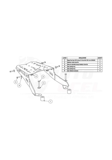 Tvs Jüpiter 125 Uyumlu Topcase Çanta Demiri Supermoto Siyah