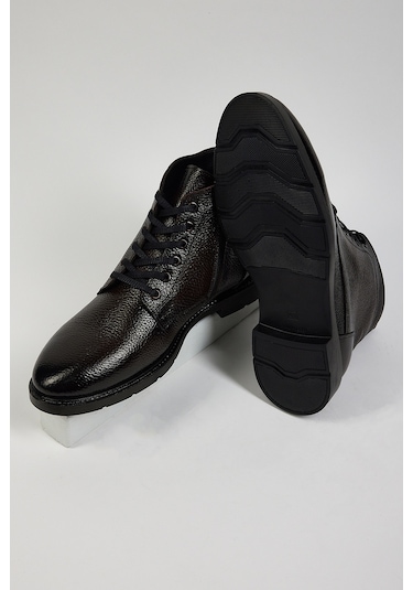 Tonny Black Erkek Kahve Rahat Kalıp Hakiki Deri Erkek Önü Bağcıklı Bot Kahverengi