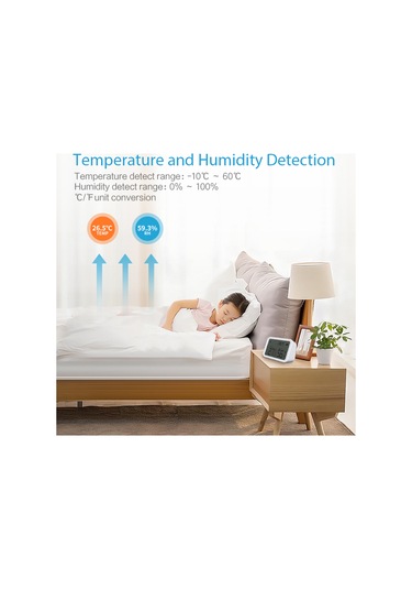 Neo Coolcam Tuya Wifi Akıllı Sıcaklık Ve Nem Sensörü Işık Dedektörü İç Mekan Higrometre Termometre Lcd Ekran İle
