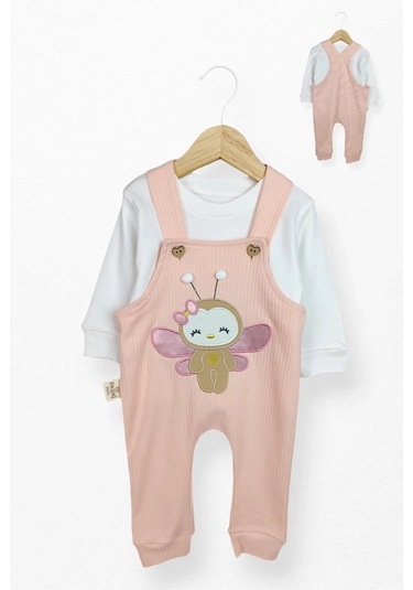 Kidskingdom Pembe Renk Kız Bebek & Çocuk Pamuklu 2 Parça Tulum Pembe