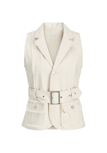 Jack & Jones Kadın Kemer Detayli Denim Yelek - Elly - 12279662 Raw Ecru Ekru