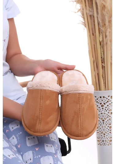 Wordex U050 Unisex Kışlık Ev İçi Kürklü Yünlü Terlik Hardal