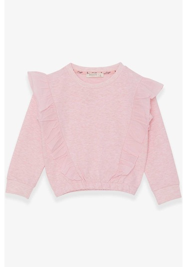 Breeze Kız Çocuk Sweatshirt Beli Lastikli 4-8 Yaş, Somon Melanj Somon