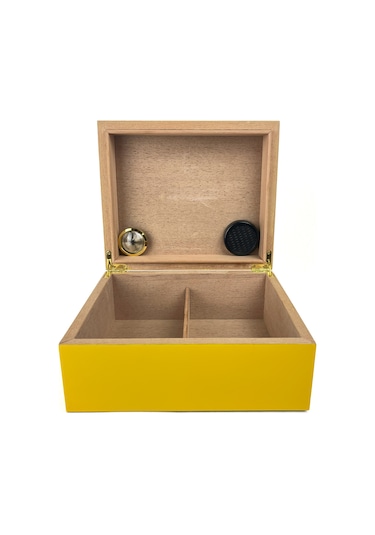 Puro Saklama Kutusu - Humidor Sarı/kareli