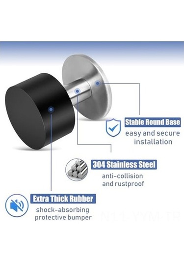 Pazly Yapışkanlı Paslanmaz Çelik Kapı Durdurucu - Ses Yalıtımlı 2'li Set, Kapsamlı Ses Yalıtımı