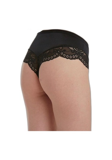 Yeni İnci X-Lady 1624 Siyah Brazilian String Dantelli Külot