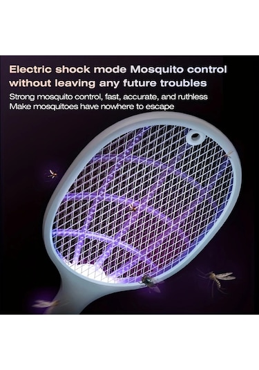 Boatshop1 1 Paket - Elektrikli Sinek Raketi Şarj Edilebilir Sinek Öldürücü 3 Katmanlı Güvenlik Ağı Ev Ve Ofis İçin