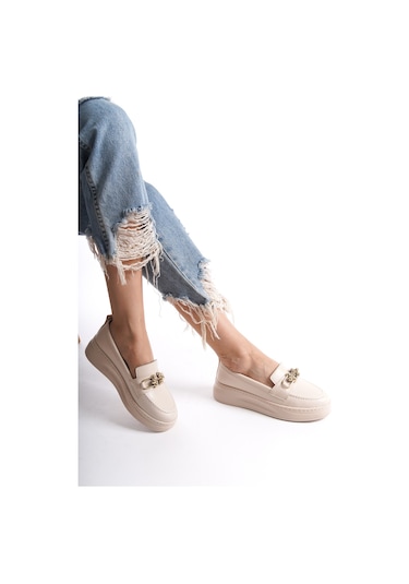 D602 Günlük Ortopedik Garantili Kadın Loafer Ayakkabı Nut