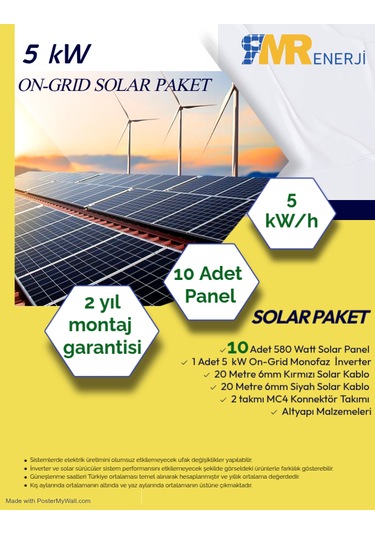5 Kw On-grid Solar Çatı Paket