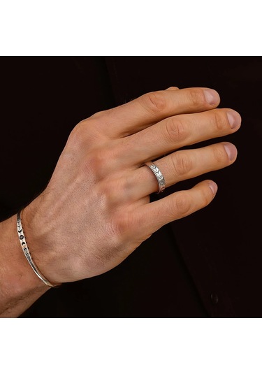 925 Ayar Gümüş Ay Göndüsü Motifli Unısex Kelepçe Bileklik Gümüş