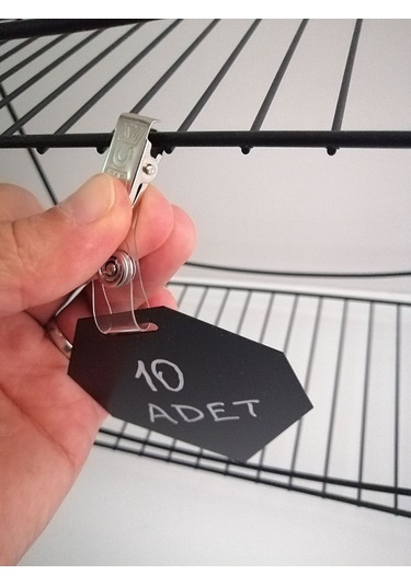 10 Adet Silinebilir Mandallı Siyah Etiket Kıskaçlı Karatahta Seti