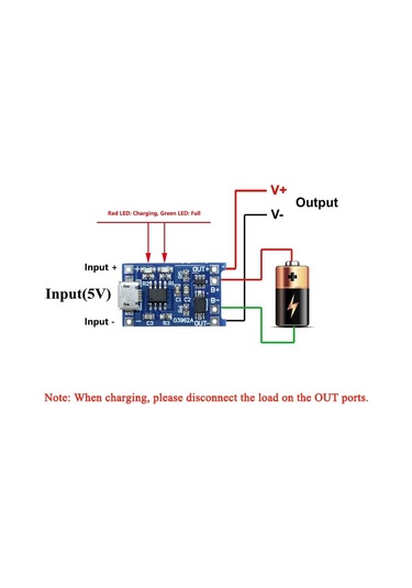 Tp4056 Micro Usb 1s 3.7v Lipo, Li-ion Pil Bms Korumalı Şarj Devresi - 10 Adet