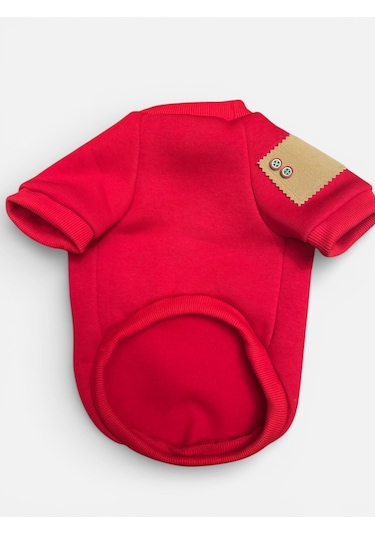 Sevimli Çilek Detaylı Kırmızı Köpek Polar Sweatshirt