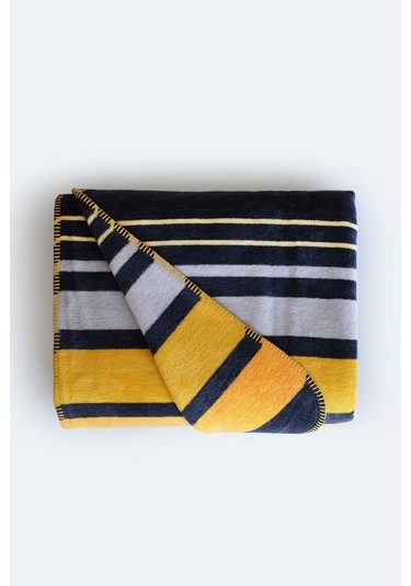 In Line Çift Kişilik Pamuk Battaniye - Sarı