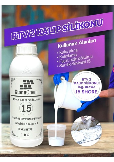 Yüksek Kalite 1. Sınıf Rtv 2 Kalıp Silikonu 1 Kg Beyaz 15 Shore 1