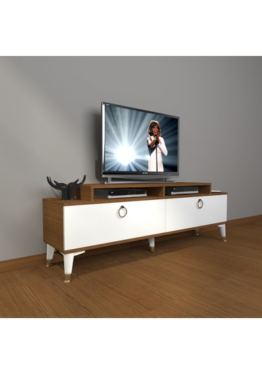 Decoraktiv Ekoflex 4 Mdf Gold Tv Ünitesi Tv Sehpası Ceviz - Beyaz