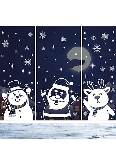 Noel Yeni Yıl Happy Christmas Yılbaşı Sevimli Geyik Noel Baba Sevimli Kardan Adam Sticker Seti
