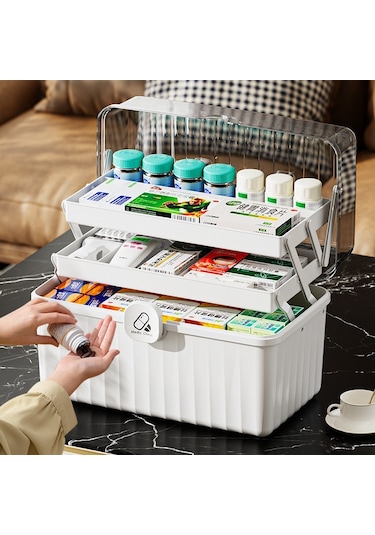 Dinosaurs Katmanlı Büyük Kapasiteli Ilaç Kutusu Ev Tipi Saklama Kutusu Altın