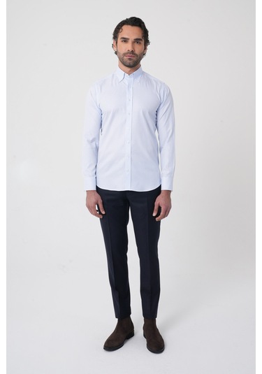 Bisse Erkek Uzun Kollu Mavi Desenli Regular Fit Gömlek Gmczg252054 C35 Mavi