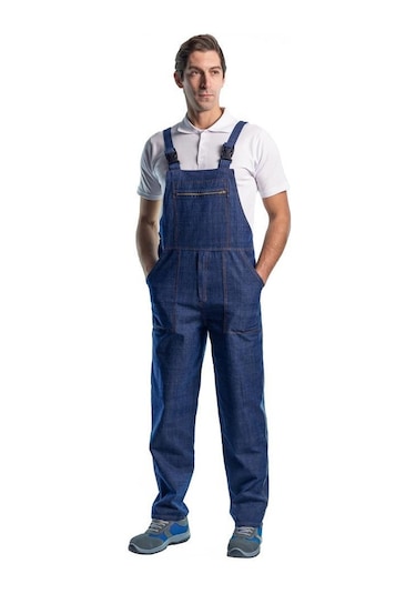 Şensel, Kışlık Kot Bahçıvan Tulum, Lacivert -8E1845- Askılı Tulum