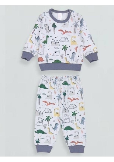 Erkek Bebek Desenli Pamuklu Pijama Takım-15341 Çok Renkli