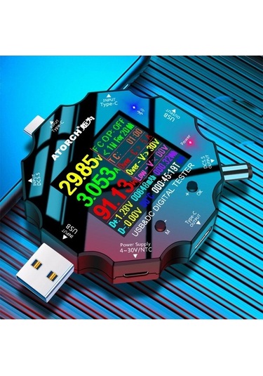 Atorch Ud18 18-arayüz Çok Bağlantı Noktalı Weichuang01 Multimetre Dc5.5 / Usb 3.0 / Tip-c Sıcaklık Güç Akım Test Cihazı Gerilim Dedektörü