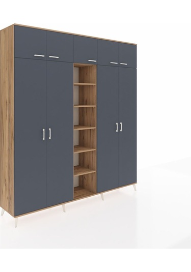 Hyperion Dolap 18 Raflı 9 Kapaklı 220x44x243 Çam-antrasit/çam Antrasıt/atlas Çam