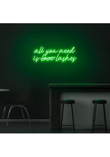 Twins Led All You Need Is Love Lashes Yazılı Neon Tabela Yeşil Model:model:32913366 Yeşil