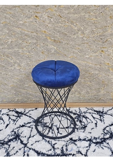 Yuvarlak Siyah Boyalı Puf Oturak - Bench - Ayak Ucu Oturak - Tabu Çok Renkli