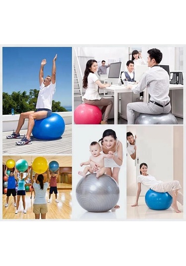 Pilates Topu 65 CM Pilates Pompası Egzersiz Set Fitness + Pompa Fuşya